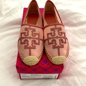 Tory Burch Ines Espadrille- Mesh/Calf Leather Seashell Pink, Size 7, Brand New!!